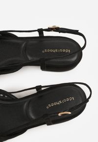 Born2be - Czarne Ażurowe Sandały z Paskiem z Klamerką i Kwadratowym Noskiem Veradisa. Okazja: na co dzień, na spotkanie biznesowe, do pracy. Zapięcie: pasek. Kolor: czarny. Materiał: jeans. Wzór: ażurowy. Styl: casual, biznesowy, elegancki #2