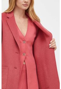 TwinSet - Twinset płaszcz wełniany kolor różowy przejściowy. Kolor: różowy. Materiał: wełna. Styl: klasyczny #5