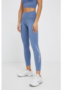 Reebok - Legginsy H56412. Kolor: niebieski. Materiał: dzianina. Wzór: nadruk #4