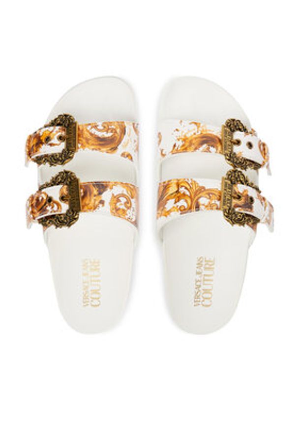Versace Jeans Couture Klapki 80VA3SM1 ZS366 Złoty. Kolor: złoty. Materiał: skóra