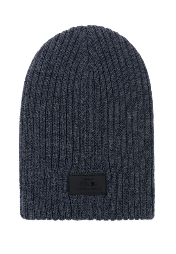 Ochnik - Granatowa czapka zimowa męska. Kolor: niebieski. Materiał: materiał. Sezon: zima