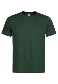 Stedman - Butelkowy Zielony Bawełniany T-Shirt Męski Bez Nadruku STEDMAN Koszulka, Krótki Rękaw, Basic, U-neck. Okazja: na co dzień. Kolor: zielony. Materiał: bawełna. Długość rękawa: krótki rękaw. Długość: krótkie. Styl: casual #1