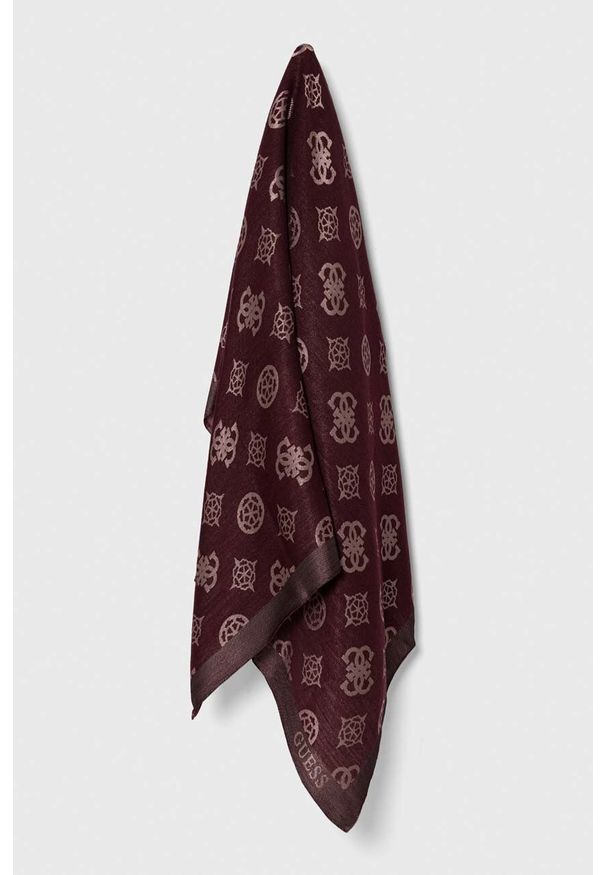 Guess chusta z domieszką wełny kolor bordowy wzorzysta. Kolor: czerwony. Materiał: wełna