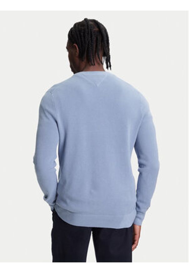 TOMMY HILFIGER - Tommy Hilfiger Sweter Essential MW0MW36347 Błękitny Regular Fit. Kolor: niebieski. Materiał: bawełna