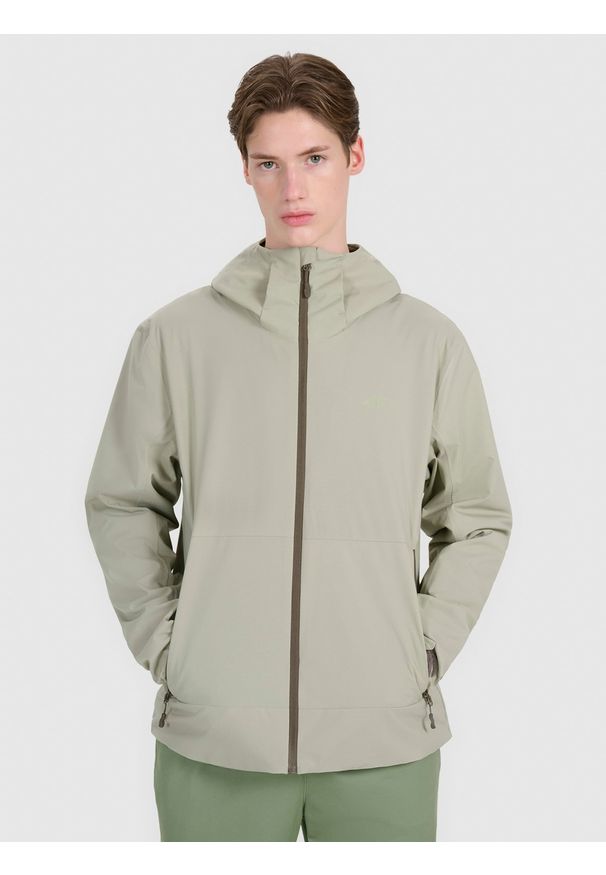 4f - 4F Kurtka przejściowa membrana 5000 męska - oliwkowa/khaki 3XL. Okazja: na co dzień. Typ kołnierza: kaptur. Kolor: oliwkowy, brązowy, wielokolorowy. Materiał: tkanina, dzianina, syntetyk, materiał. Wzór: gładki. Styl: casual, klasyczny, sportowy