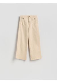 Reserved - Jeansy culotte - kremowy. Kolor: kremowy