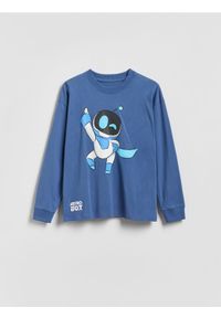 Reserved - Longsleeve Astro Bot - granatowy. Kolor: niebieski. Materiał: dzianina, bawełna. Długość rękawa: długi rękaw #1
