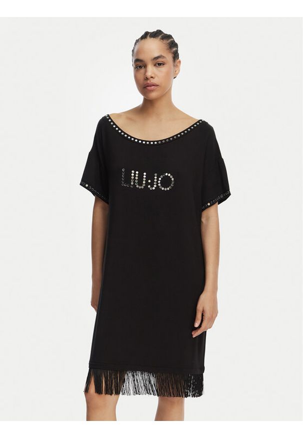 Liu Jo Beachwear Sukienka codzienna VA6031 JS360 Czarny Regular Fit. Okazja: na co dzień. Kolor: czarny. Materiał: wiskoza. Typ sukienki: proste. Styl: casual