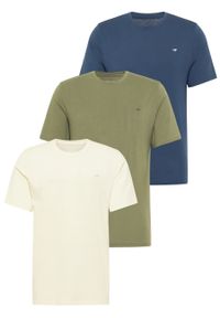 3 Pak T-Shirt Mustang Style Alex Beżowy Khaki Niebieski. Kolor: wielokolorowy, brązowy, beżowy, niebieski #1