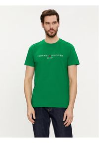 TOMMY HILFIGER - Tommy Hilfiger T-Shirt Logo MW0MW11797 Zielony Regular Fit. Kolor: zielony. Materiał: bawełna