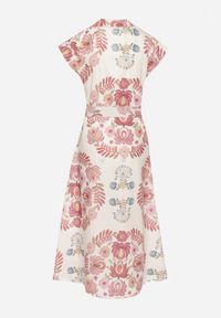 Born2be - Różowa Sukienka z Wiskozą o Koszulowym Kroju z Paskiem z Klamrą Nitasiela. Okazja: na co dzień. Typ kołnierza: dekolt w kształcie V. Kolor: różowy. Materiał: wiskoza. Długość rękawa: krótki rękaw. Typ sukienki: koszulowe. Styl: klasyczny, casual #2