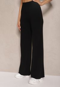 Renee - Czarne Szerokie Spodnie z Wiskozą Eralenna. Okazja: na co dzień. Kolor: czarny. Materiał: wiskoza. Wzór: aplikacja. Styl: klasyczny, elegancki, casual #5