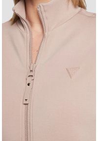 Guess - GUESS Różowa bluza damska z lampasami New Allie Scuba. Kolor: różowy. Materiał: materiał. Styl: elegancki #4