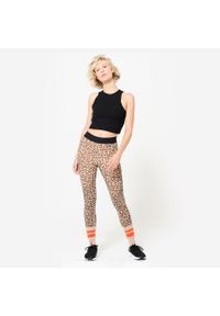 NYAMBA - Koszulka bez rękawów damska Domyos Gym & Pilates crop top. Kolor: czarny. Materiał: bawełna, materiał, elastan. Długość rękawa: bez rękawów. Sport: joga i pilates