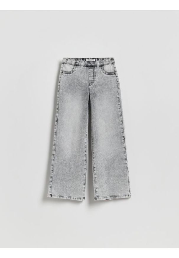 Reserved - Elastyczne jeansy wide leg - jasnoszary. Kolor: szary
