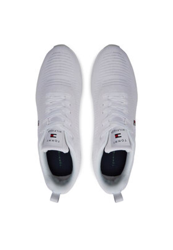 TOMMY HILFIGER - Tommy Hilfiger Sneakersy Corporate Knit Rib Runner FM0FM02838 Biały. Kolor: biały. Materiał: materiał
