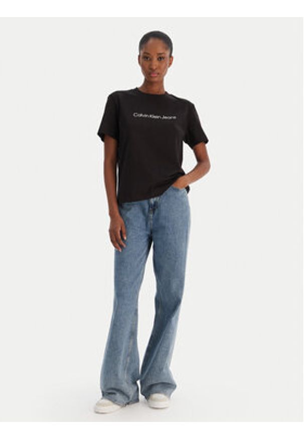 Calvin Klein Jeans T-Shirt A- Inst. Logo Classic LV047C912G Czarny Regular Fit. Kolor: czarny. Materiał: bawełna