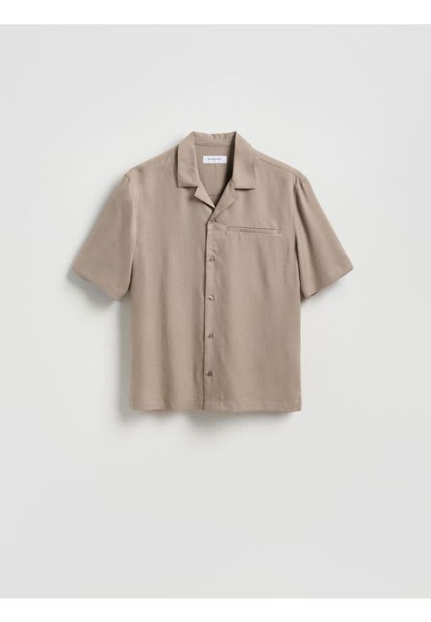 Reserved - Koszula comfort fit z lyocellu - brązowy. Kolor: brązowy. Materiał: tkanina