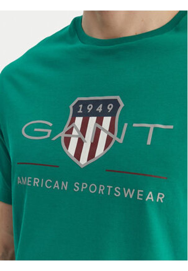 GANT - Gant T-Shirt Archive Shield 2003199 Zielony Regular Fit. Kolor: zielony. Materiał: bawełna