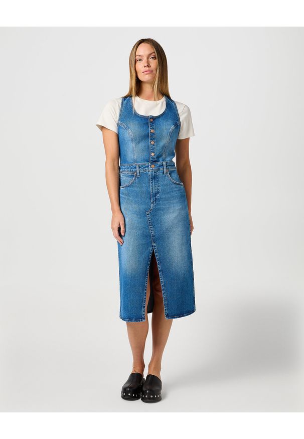 Wrangler - WRANGLER DAMSKA JEANSOWA SUKIENKA WRANGLER THE DRESS WRANGLER WRUGGED 112362611. Materiał: jeans