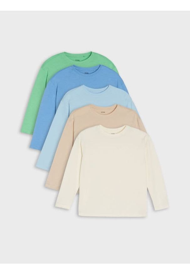 Sinsay - Bawełniana koszulka 5 pack - zielony. Kolor: zielony. Materiał: bawełna