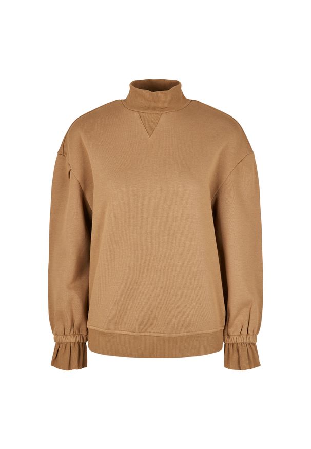 Urban Classics - Damska bluza z wysokim dekoltem klasyka miejskiego wędrowania. Kolor: brązowy
