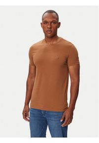 TOMMY HILFIGER - Tommy Hilfiger T-Shirt MW0MW10800 Brązowy Slim Fit. Kolor: brązowy. Materiał: bawełna #1