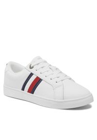 TOMMY HILFIGER - Sneakersy Tommy Hilfiger Essential Stripes Sneaker FW0FW06903 White YBR. Kolor: biały. Materiał: skóra #1