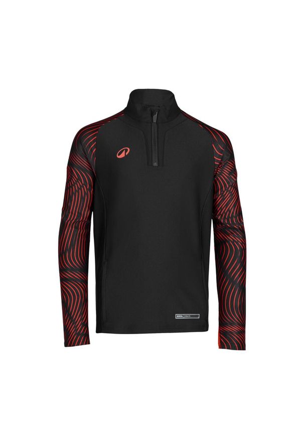 KIPSTA - Bluza piłkarska na krótki suwak dla dzieci Kipsta Viralto Wavy Club. Kolor: czerwony, wielokolorowy, różowy, czarny. Materiał: materiał, poliester, elastan. Długość: krótkie. Sport: piłka nożna