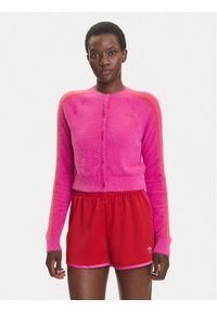 Adidas - adidas Kardigan Fluffy JW3645 Różowy Regular Fit. Kolor: różowy. Materiał: syntetyk