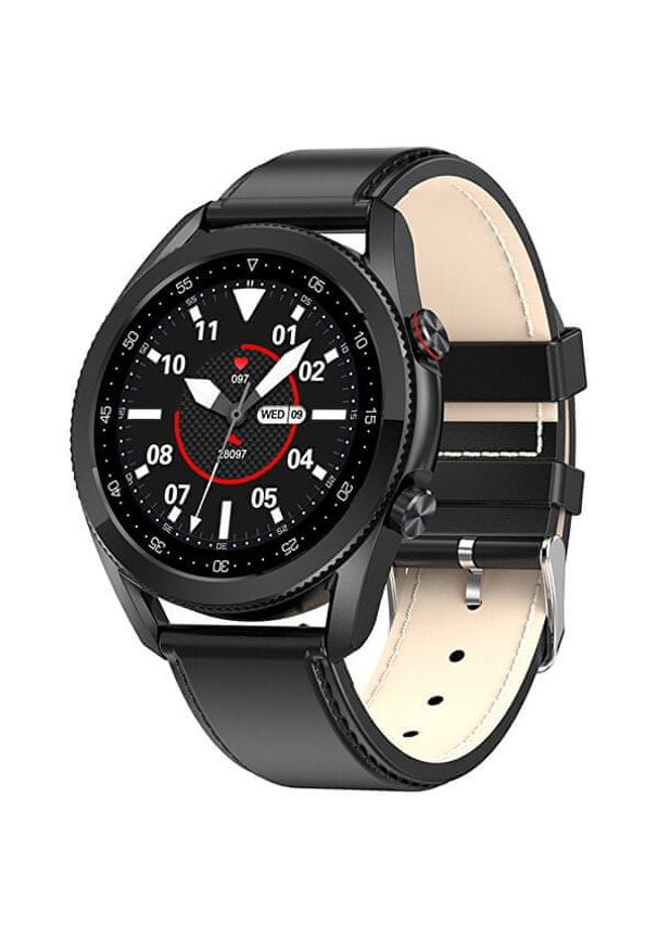 Wotchi Smartwatch W21B - Black Leather. Rodzaj zegarka: smartwatch. Styl: casual