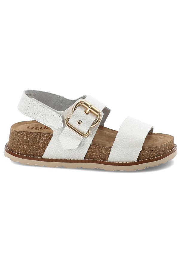 Białe Sandały Yokono Stylowe Obuwie Damskie Na Solidnej Podeszwie. Okazja: na co dzień, na spacer. Zapięcie: klamry. Kolor: biały. Materiał: materiał, skóra. Sezon: lato. Obcas: na platformie. Styl: elegancki