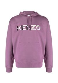 Kenzo - KENZO - Bluza z wyszywanym logo. Kolor: wielokolorowy, fioletowy, różowy. Materiał: bawełna. Długość rękawa: długi rękaw. Długość: długie. Wzór: aplikacja, kolorowy. Styl: klasyczny