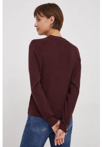 Calvin Klein sweter z domieszką wełny damski kolor bordowy lekki. Kolor: czerwony. Materiał: wełna. Długość rękawa: raglanowy rękaw. Styl: klasyczny #5