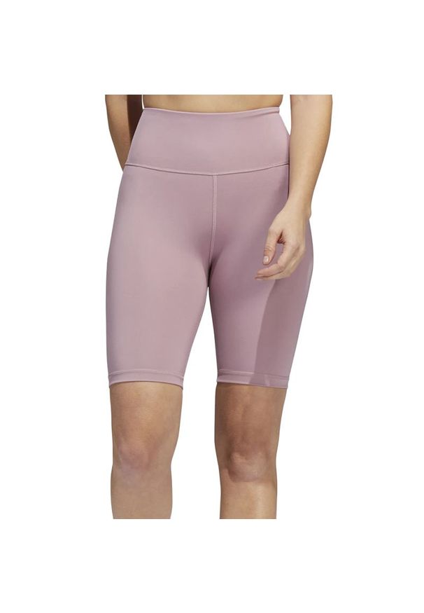 Adidas - Spodenki adidas Optime Training Bike Short Tights HG1202 - różowe. Kolor: różowy. Materiał: poliester, lycra, materiał, elastan. Wzór: gładki. Sport: kolarstwo