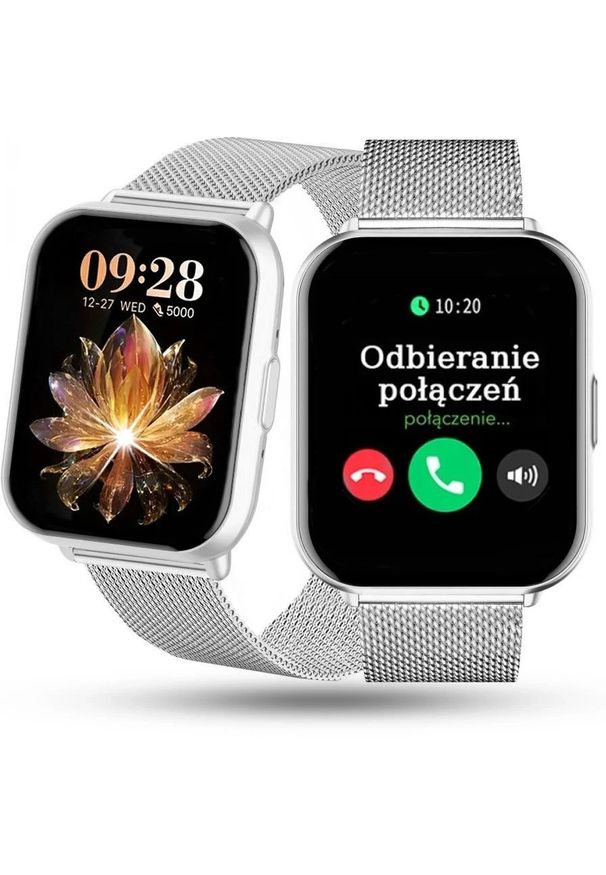 Rubicon - Zegarek Damski SMARTWATCH RUBICON silver/silver mesh. Rodzaj zegarka: smartwatch. Materiał: mesh