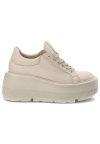 Beżowe Sneakersy Armodo Buty Na Platformie. Okazja: na spacer. Kolor: beżowy. Obcas: na platformie. Wysokość obcasa: średni. Sport: turystyka piesza #4