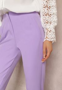 Renee - Fioletowe Spodnie z Prostymi Nogawkami i Imitacją Kieszeni Viarvi. Kolor: fioletowy. Styl: elegancki #3