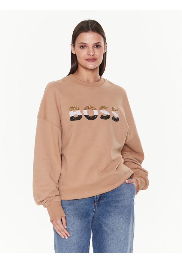 BOSS - Boss Bluza Ecomy 50485251 Brązowy Oversize. Kolor: brązowy. Materiał: bawełna