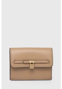 MICHAEL Michael Kors portfel skórzany damski kolor brązowy. Kolor: beżowy. Materiał: skóra
