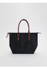 Reserved - Tkaninowa torebka shopper - czarny. Kolor: czarny. Wzór: gładki
