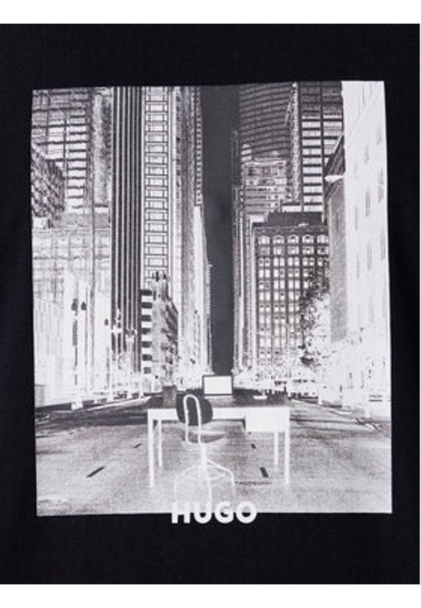 Hugo - HUGO T-Shirt Deyss 50553755 Czarny Regular Fit. Kolor: czarny. Materiał: bawełna