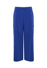 CATERINA - Niebieskie spodnie kuloty. Okazja: na spotkanie biznesowe, na co dzień, do pracy. Kolor: niebieski. Materiał: bawełna, tkanina. Styl: biznesowy, casual #1