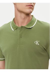Calvin Klein Jeans Polo J30J315603 Zielony Slim Fit. Typ kołnierza: polo. Kolor: zielony. Materiał: bawełna #5