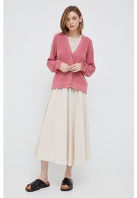TOMMY HILFIGER - Tommy Hilfiger kardigan bawełniany damski kolor różowy. Okazja: na co dzień. Kolor: różowy. Materiał: bawełna. Wzór: ze splotem. Styl: casual #2