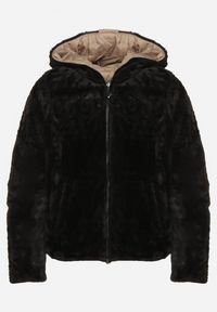 Born2be - Beżowa Pikowana Kurtka z Kapturem o Dwustronnym Kroju Tahalia. Okazja: na spacer. Typ kołnierza: kaptur. Kolor: beżowy. Materiał: dzianina, poliester, wełna, jeans, futro #4