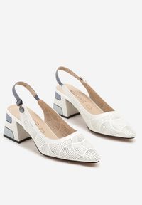 Renee - Białe Ażurowe Sandały na Słupku ze Skórzaną Wkładką Milanelle. Okazja: na co dzień. Kolor: biały. Materiał: skóra. Wzór: ażurowy. Obcas: na słupku. Styl: casual, klasyczny, elegancki #6