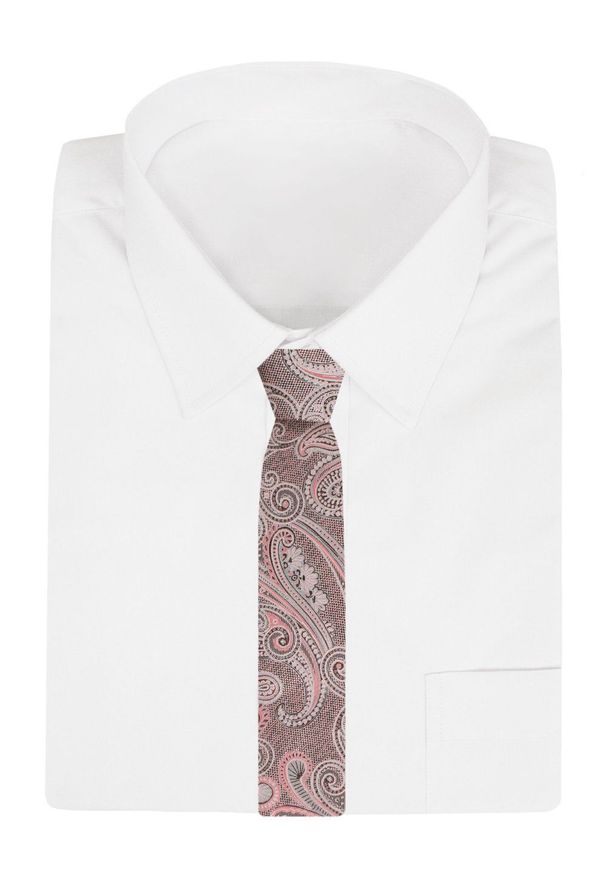 Męski Krawat - Odcienie Bladego Różu, Wzór Orientalny - Alties. Kolor: różowy. Materiał: tkanina. Styl: wizytowy, elegancki