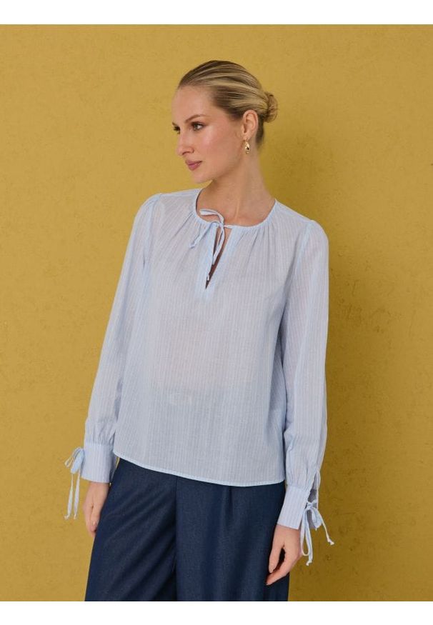 Sinsay - Bawełniana koszula z ozdobnymi wiązaniami - wielobarwny. Materiał: bawełna