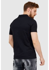 Balmain - BALMAIN Czarna męska koszulka polo z aksamitnym logo, Rozmiar S. Typ kołnierza: polo. Kolor: czarny #4